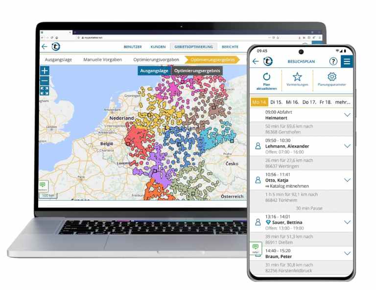 Field service management: visit planning and territory optimisation for sales with portatour®.